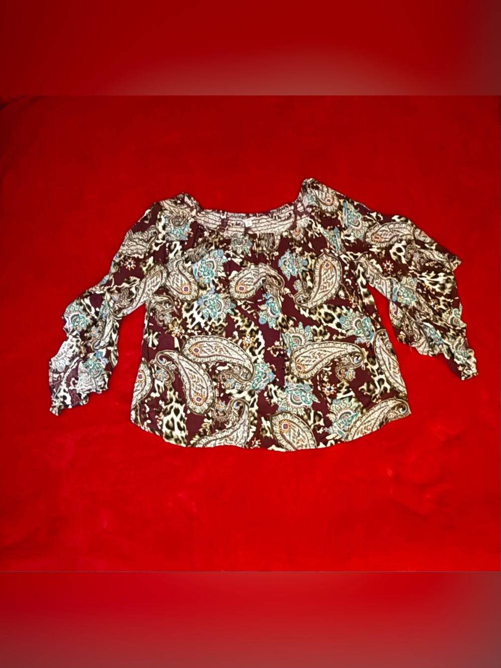 Women's Burgundy Paisley Top